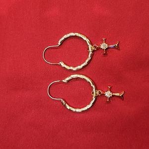 Frasier Sterling Frasier Sterling 14k Plated Bellini Hoops with Cross New